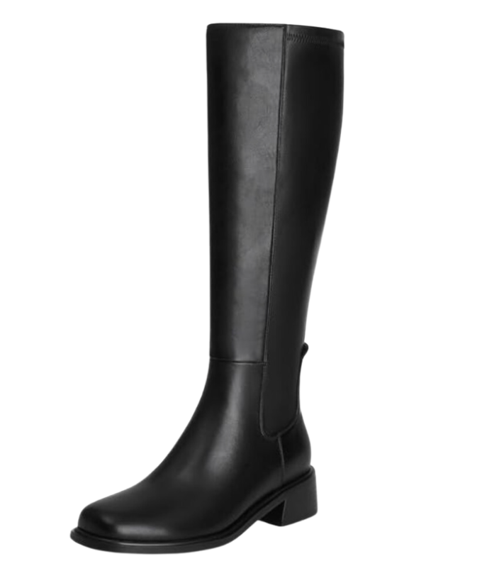 Faux Leather Knee-High Boots